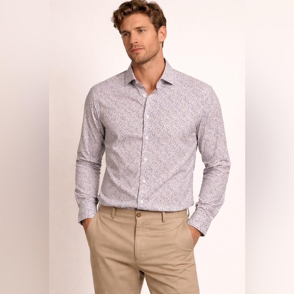 Duchamp Floral Print Long Sleeve Button-Up Shirt Size XXL